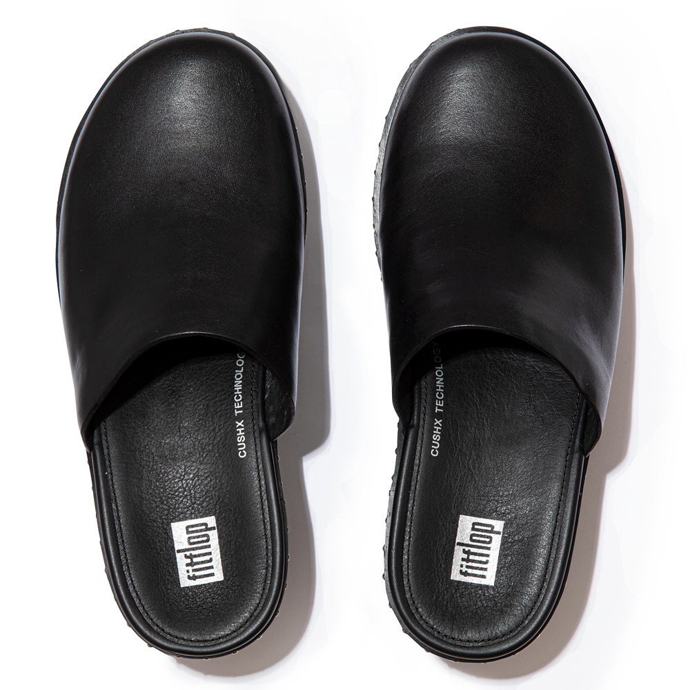 Fitflop Womens Platforms - Pilar Leather Mule - Black - 384-KOHEUW